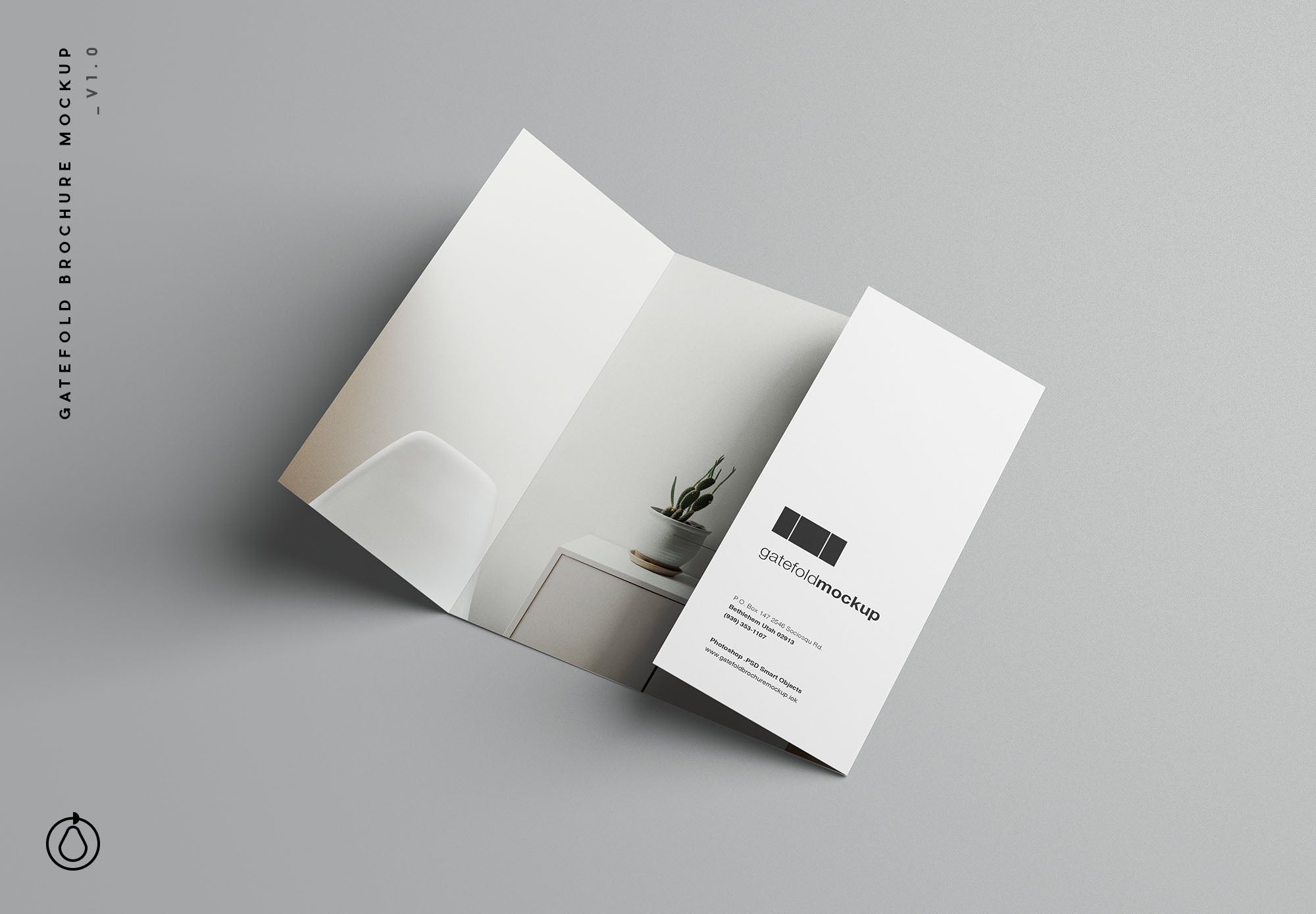 Free Single Gatefold Brochure Mockup – CreativeBooster