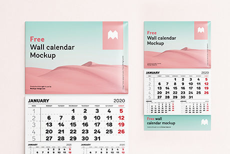 Free Single Panel Wall Calendar Mockup