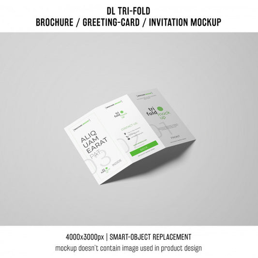 Free Single Trifold Brochure Or Invitation Mockup Psd
