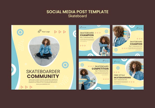 Free Skateboarding Concept Social Media Post Template Psd