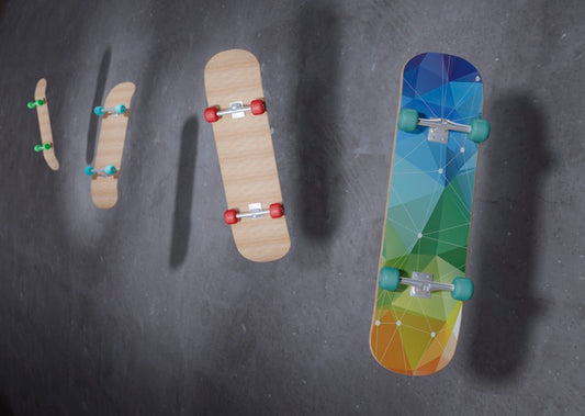 Free Skateboards Floating In The Air With Mock-Up Psd