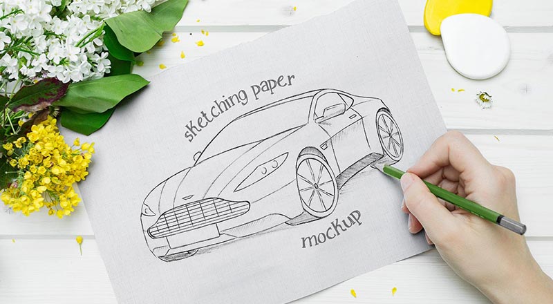 Free Sketching Paper Mockup Psd