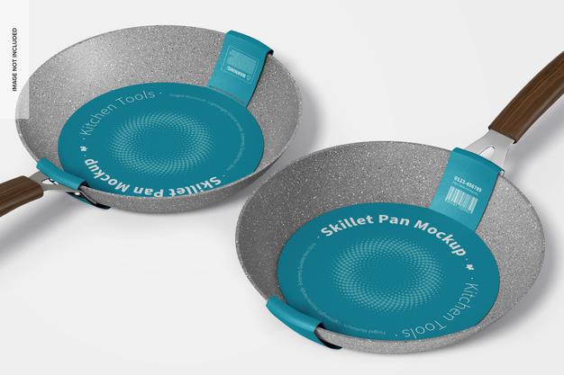 Free Skillet Pans Mockup, Close Up Psd