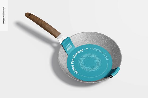 Free Skillet Pans Mockup, Right View Psd