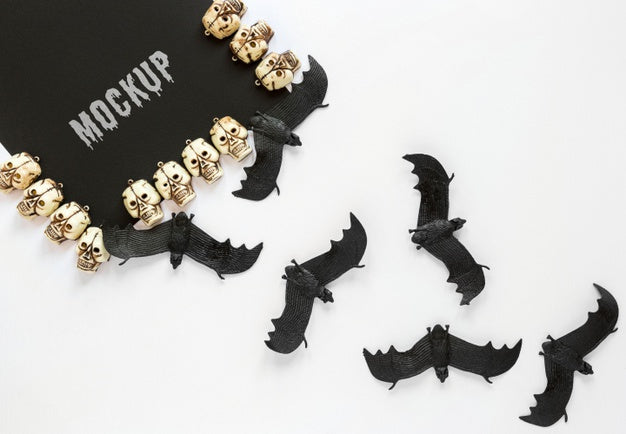 Free Skulls And Bats Arrangement Psd