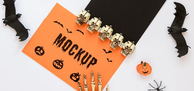 Free Skulls And Bats Spooky Arrangement Psd