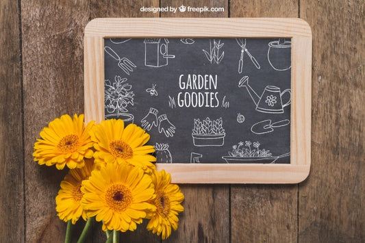 Free Slate And Flower Decoration Psd
