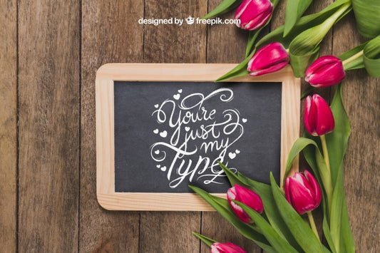 Free Slate And Roses Decoration Psd
