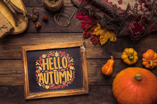 Free Slate Mockup With Autumn Concept Psd