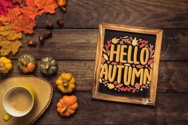 Free Slate Mockup With Autumn Concept Psd