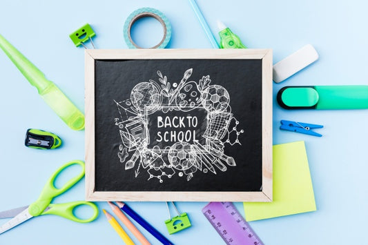 Free Slate Mockup With Back To School Concept Psd