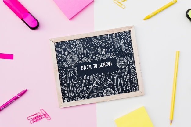 Free Slate Mockup With Back To School Concept Psd