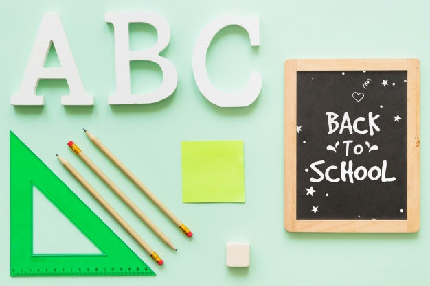 Free Slate Mockup With Back To School Concept Psd