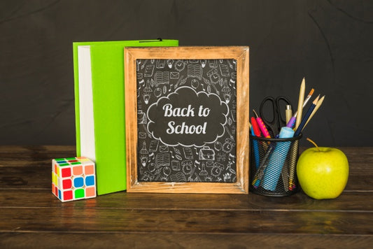 Free Slate Mockup With Back To School Concept Psd