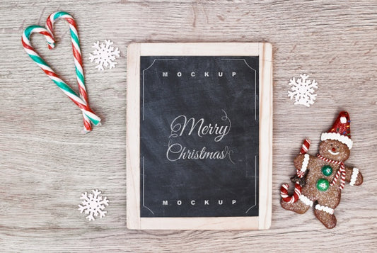 Free Slate Mockup With Christmas Concept Psd