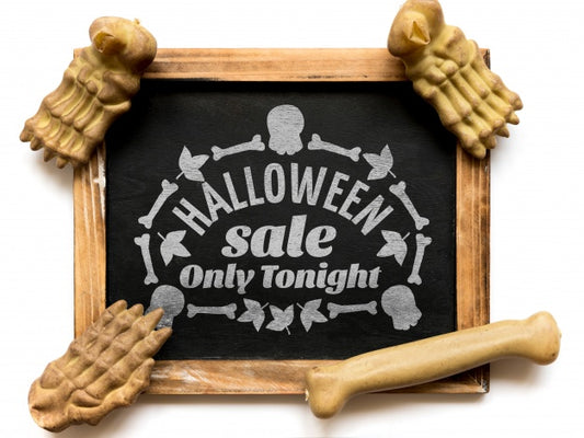 Free Slate Mockup With Halloween Concept Psd