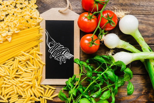 Free Slate Mockup With Healthy Pasta Concept Psd