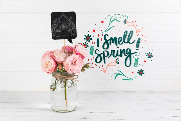 Free Slate Mockup With Spring Concept Psd