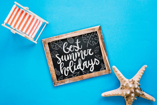 Free Slate Mockup With Summer Concept Psd