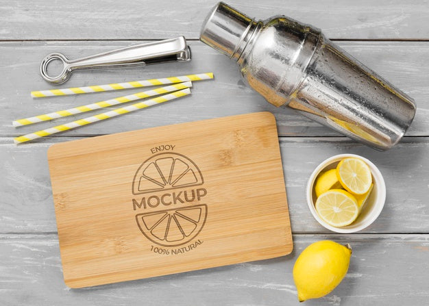 Free Slices Of Lemon With Shaker Mock-Up Psd