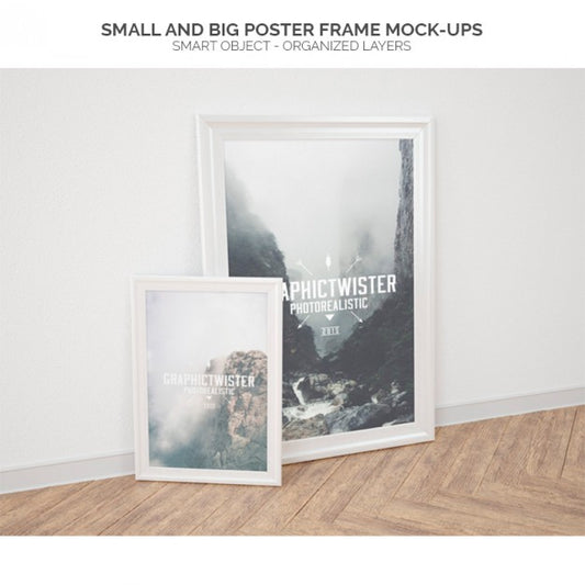 Free Small And Big Poster Frame Mock-Ups Psd