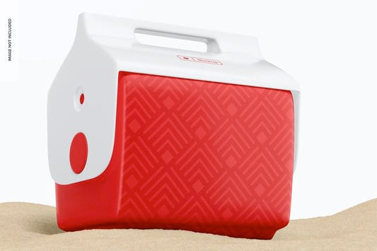 Free Small Cooler Mockup, On Sand Psd