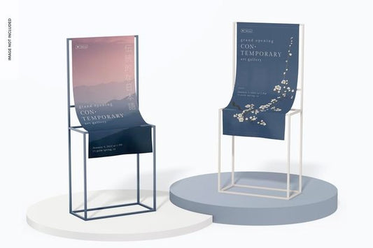 Free Small Exhibition Poster Stands Mockup Psd