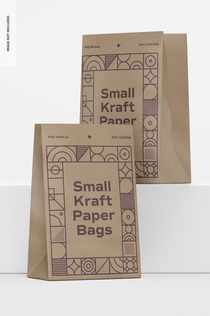 Free Small Kraft Paper Bags Mockup Psd