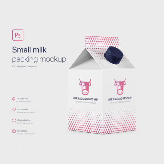 Free Small Milk Carton Packing Mockup Psd