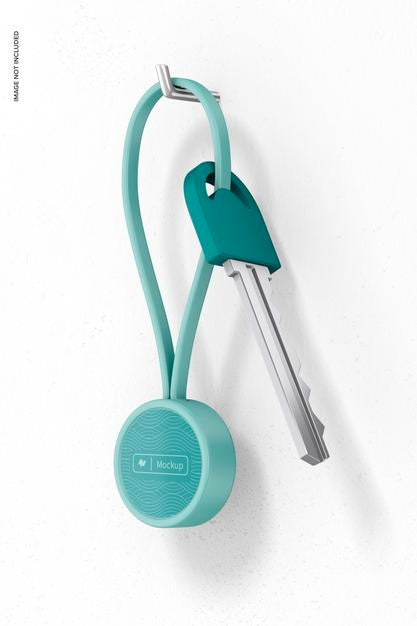 Free Small Silicone Keychain Mockup, Hanging Psd