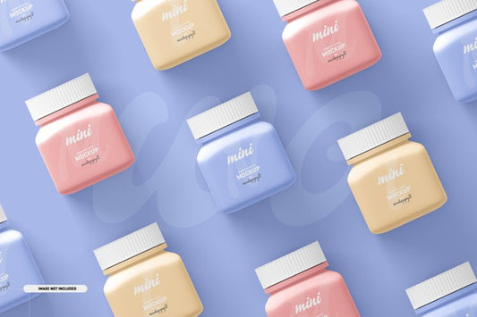 Free Small Square Pill Supplement Bottle Mockup Psd