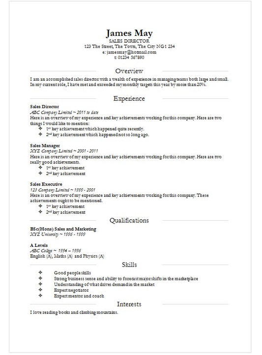 Free Smart Division CV Resume Template in Microsoft Word (DOCX) Format