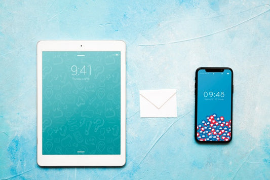 Free Smartphone And Tablet Mockup With Email Concept Psd