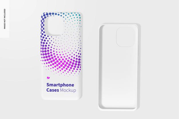 Free Smartphone Cases Mockup, Top View Psd