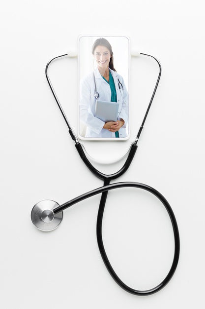 Free Smartphone Mock-Up With Female Doctor Psd