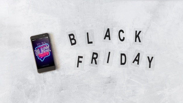 Free Smartphone Mockup And Black Friday Letters Psd