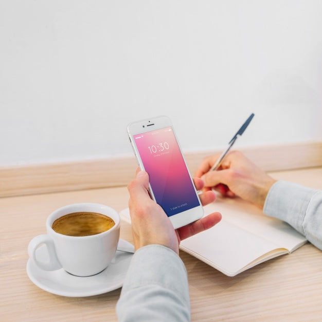 Free Smartphone Mockup And Coffee Psd