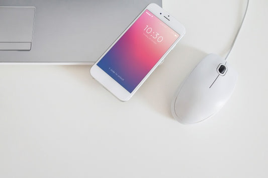 Free Smartphone Mockup For App Presentation Next To Computer Mouse Psd