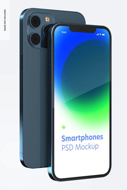 Free Smartphone Mockup, Front And Back View Psd
