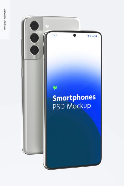 Free Smartphone Mockup, Front And Back View Psd