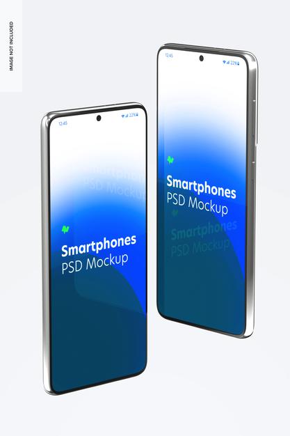Free Smartphone Mockup, Right And Left Side View Psd
