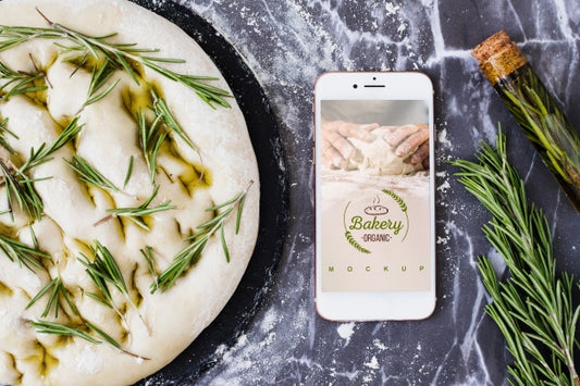 Free Smartphone Mockup With Bakery Concept Psd