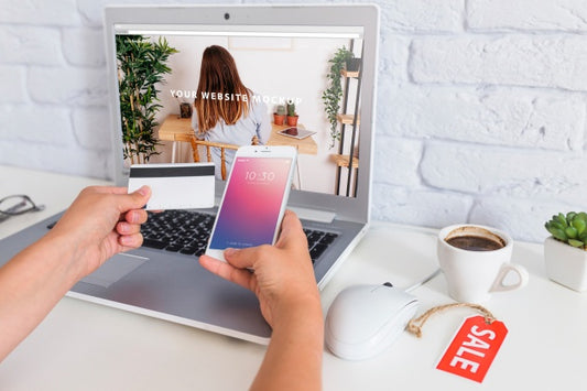 Free Smartphone Mockup With Laptop Psd