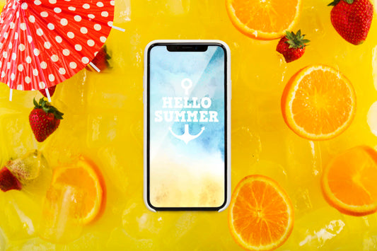 Free Smartphone Mockup With Oranges Psd
