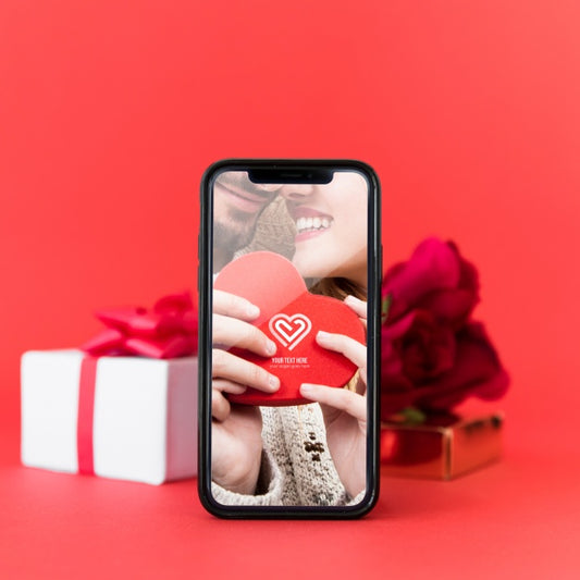 Free Smartphone Mockup With Valentine Concept Psd