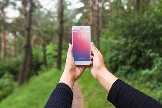 Free Smartphone Screen Mockup In Forest Psd