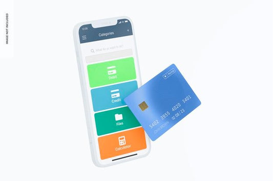 Free Smartphone With Credit Card Mockup, Leaned Psd