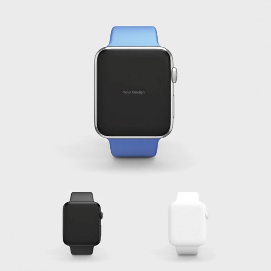 Free Smartwatch Mock Up With Blue Watchstrap Psd