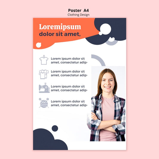 Free Smiley Woman With Her Hands Crossed Poster Psd