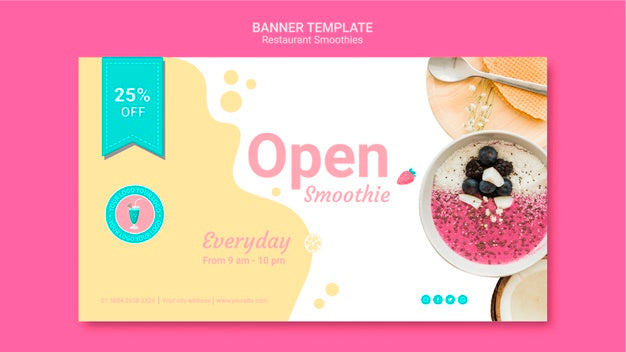 Free Smoothie Restaurant Banner Template Psd